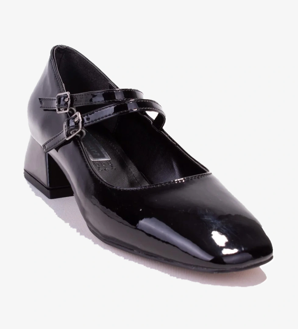 DZA07-1181403 Siyah Rugan Klasik Topuklu Kadın Ayakkabı - Görsel 1