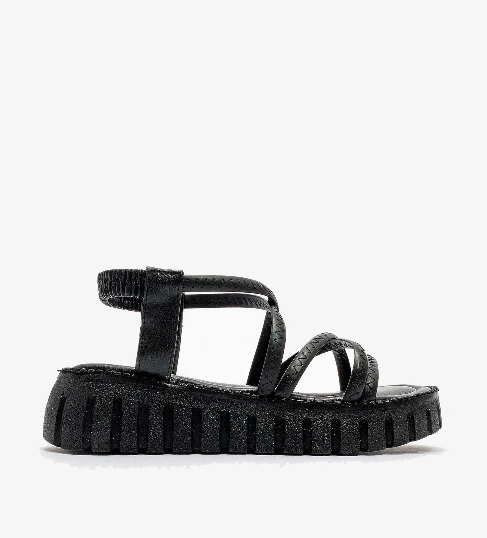 Kadın Çapraz Biye Sandalet SİYAH