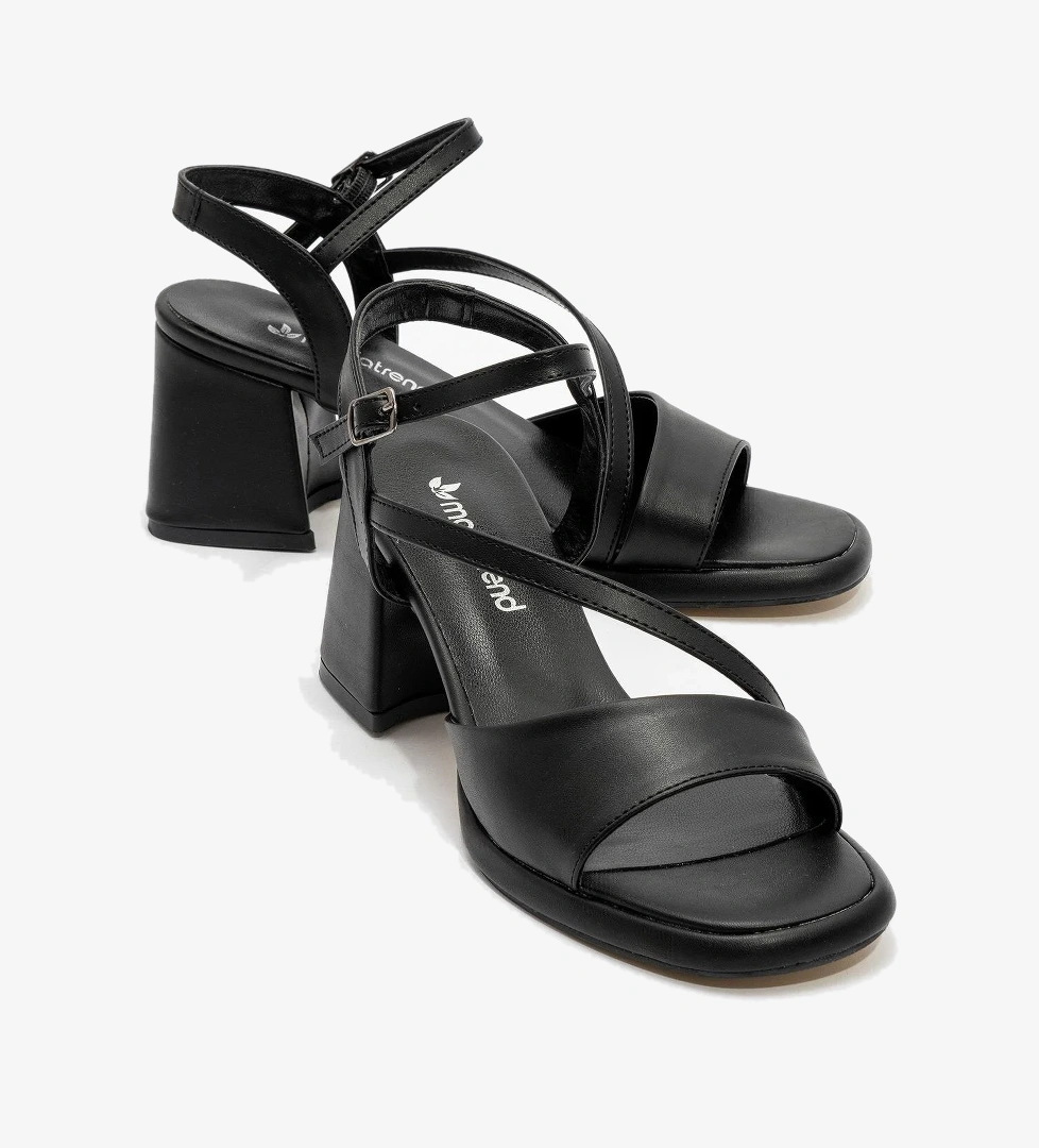 Kadın Çapraz Bantlı Topuklu Sandalet SİYAH CİLT