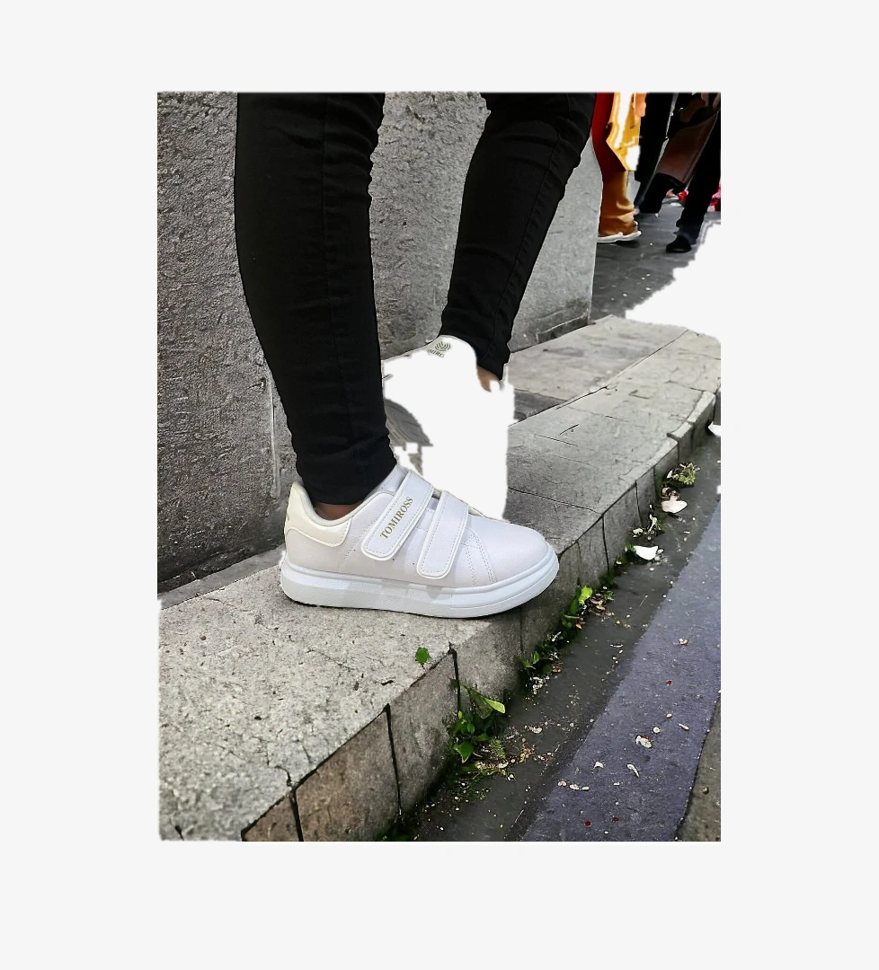 Noah Beyaz Garantili Unisex Çocuk Cırtlı Rahat Günlük Sneaker Ayakkabı Noah-6327