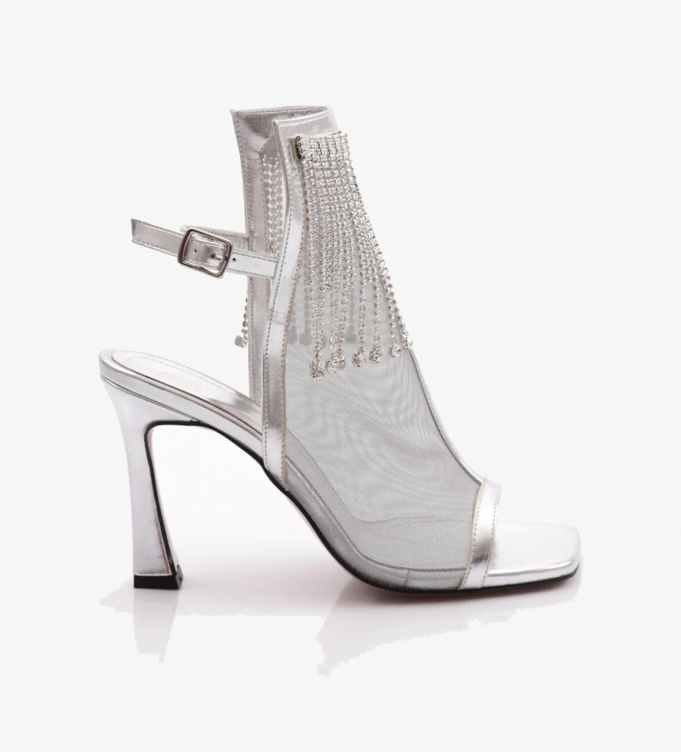 6904 Kadin Halhal Detayli Topuklu Abiye Ayakkabi