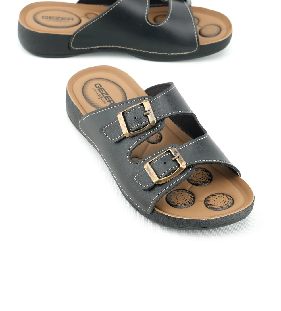 Yazlık Rahat Taban İki Toka Ayarlanabilir Suni Deri Günlük Kadın Terlik - Görsel 1