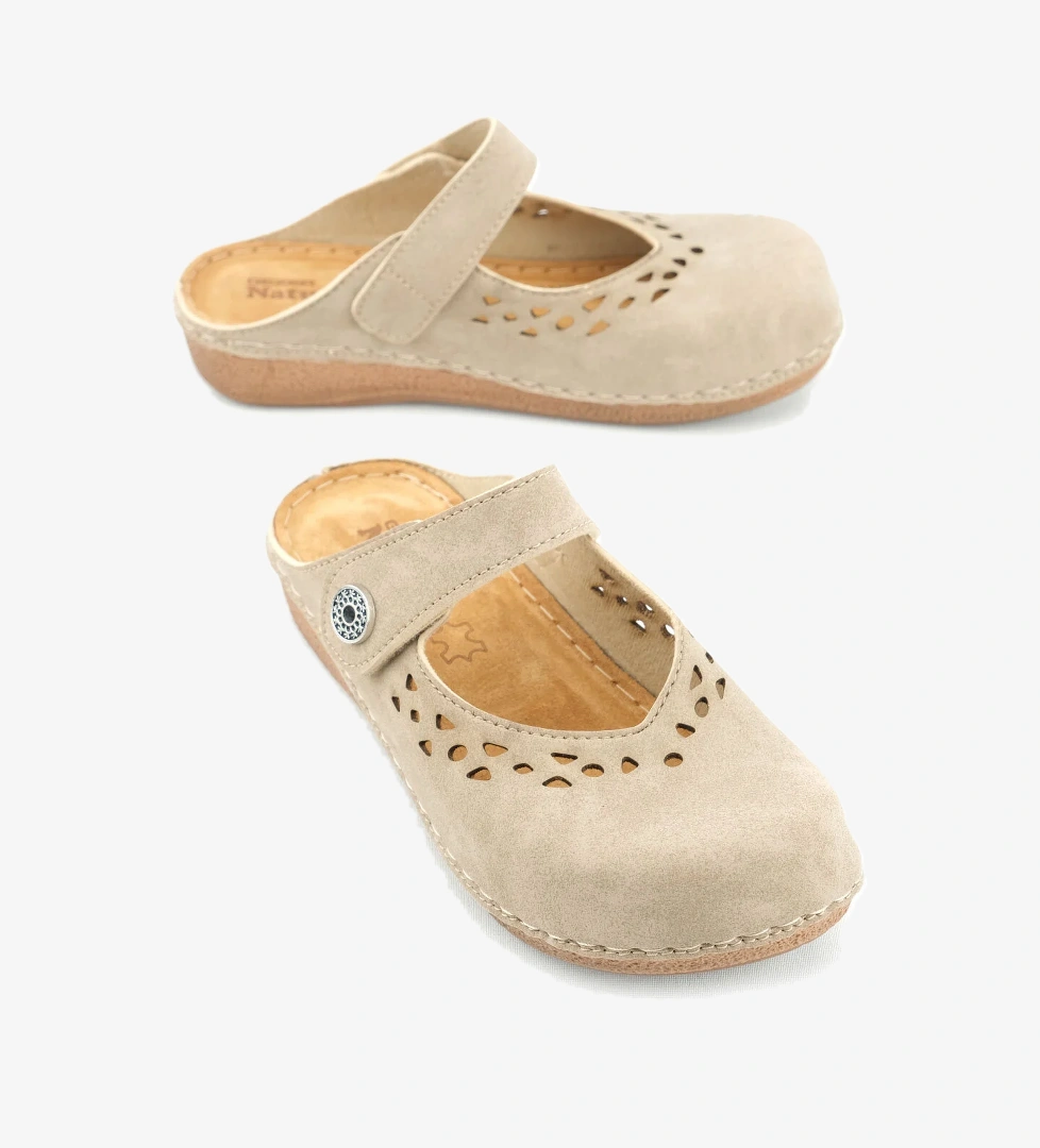 Yazlık Kadın İç Tabanı Hakiki Deri Cırt Cırtlı Terlik - Görsel 1