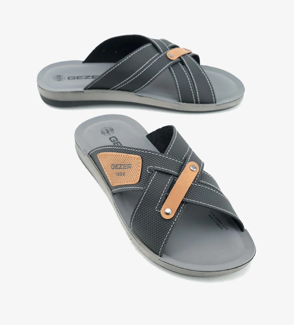 Gezer Gezer Siyah Yazlık Comfort Taban Sunir Deri Erkek Terlik Flo'da! Siyah - 1. görsel