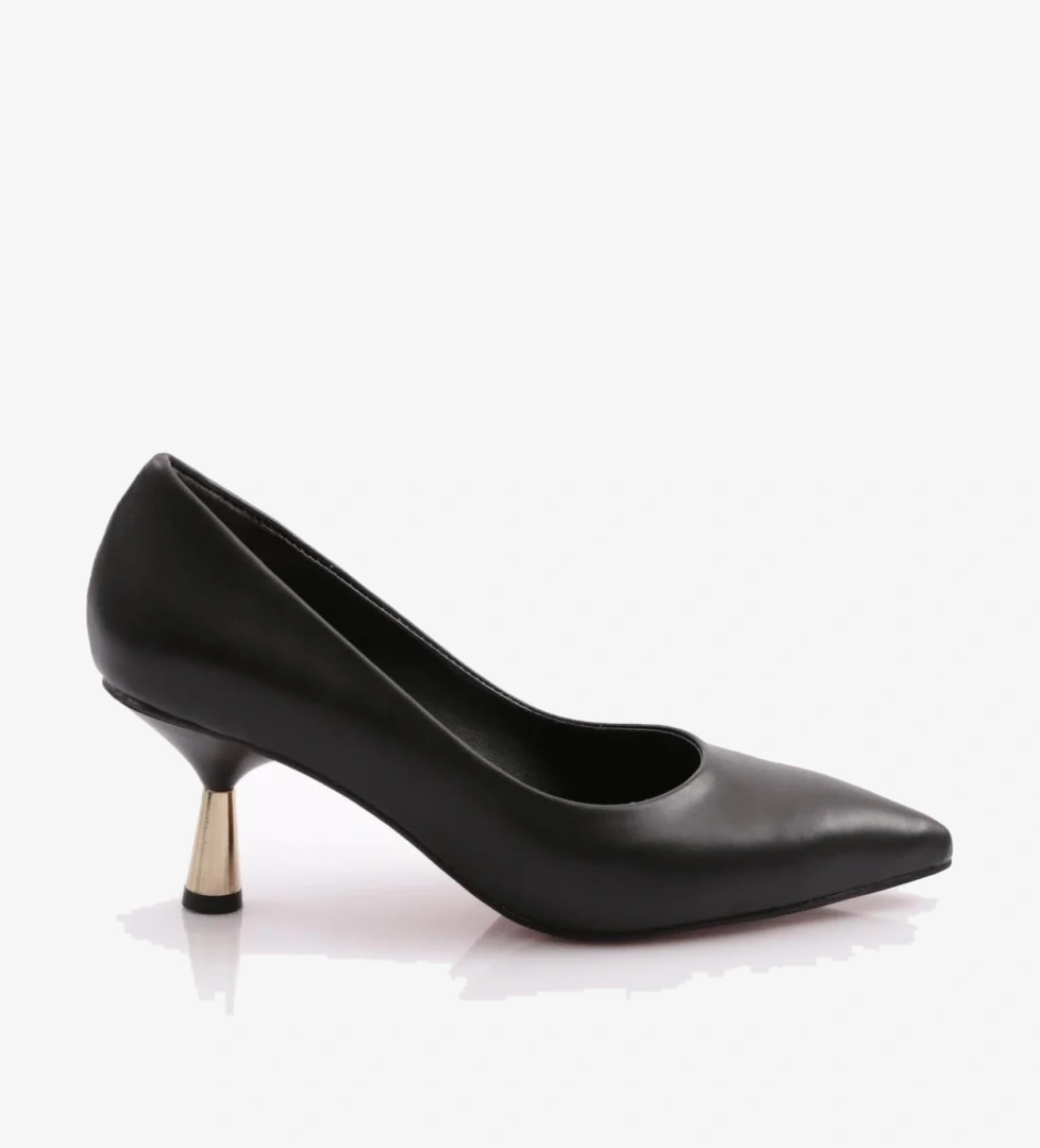 Dgn Dgn Siyah 340-1 Kadin Sivri Burun Parmak Dekolteli Topuklu Ayakkabi Topuklu Ayakkabı | Flo Siyah - 1. görsel