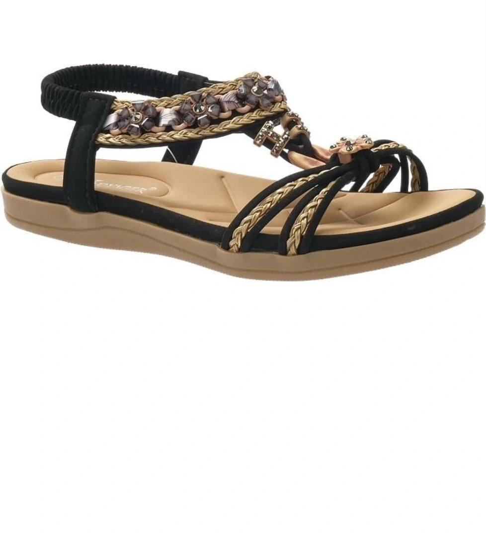 Voyager Kadın Boncuklu Aksesuarlı Rahat Yumuşak Taban Sandalet 9636 model görseli