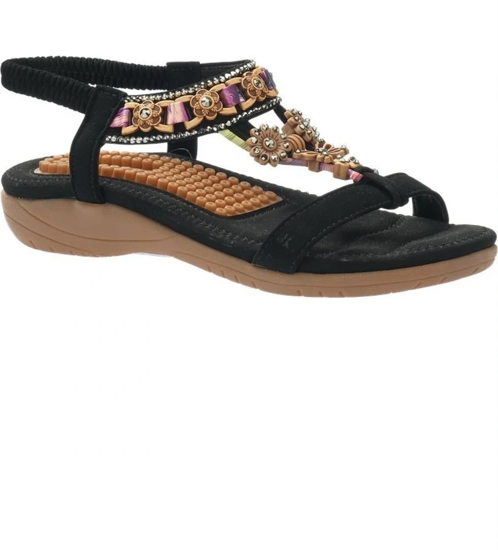 Kadın Boncuklu Aksesuarlı Rahat Yumuşak Taban Sandalet 9639 - Görsel 1