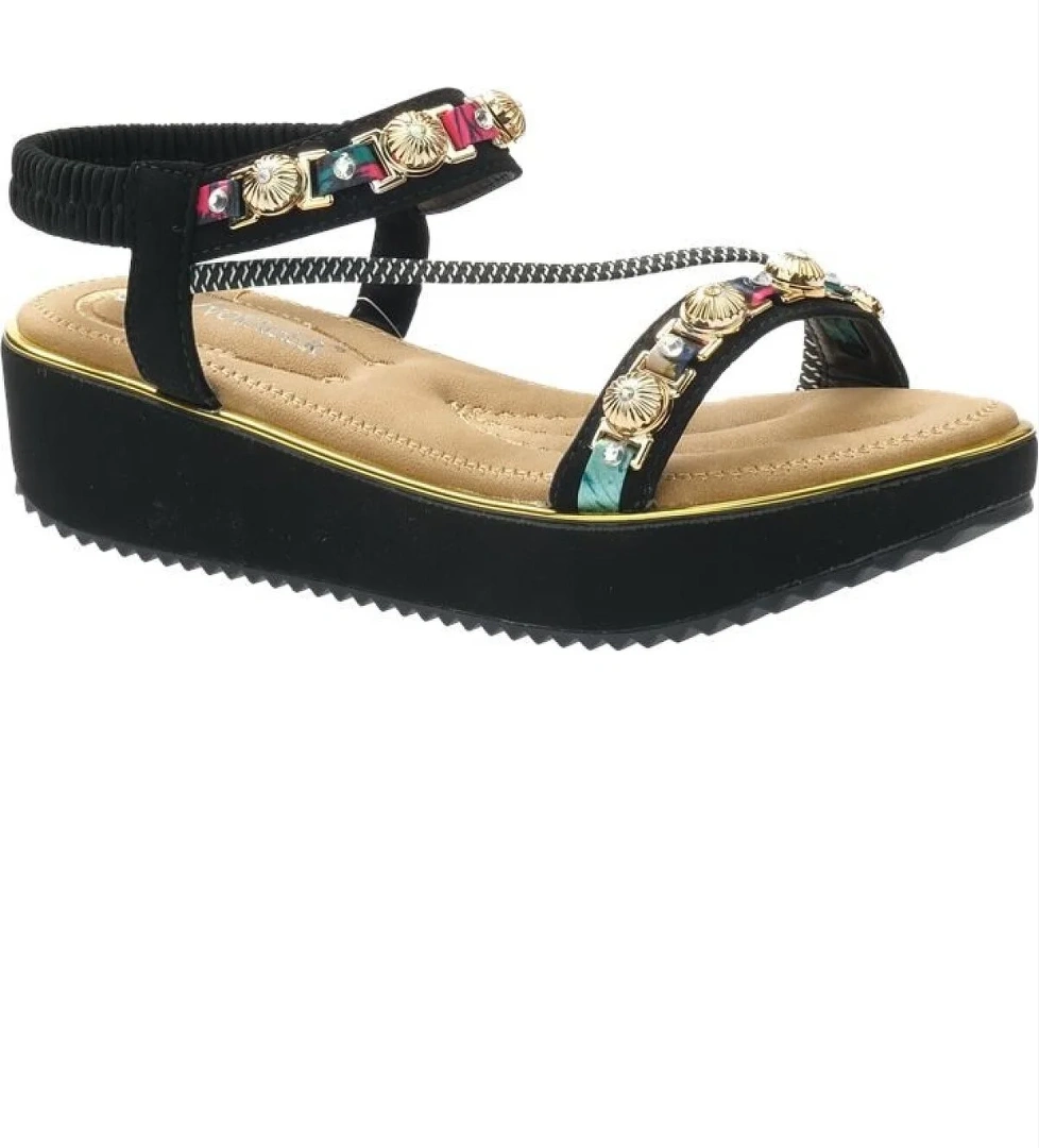 Voyager Kadın Dolgu Boncuklu Aksesuarlı Rahat Yumuşak Taban Sandalet 9651 model görseli