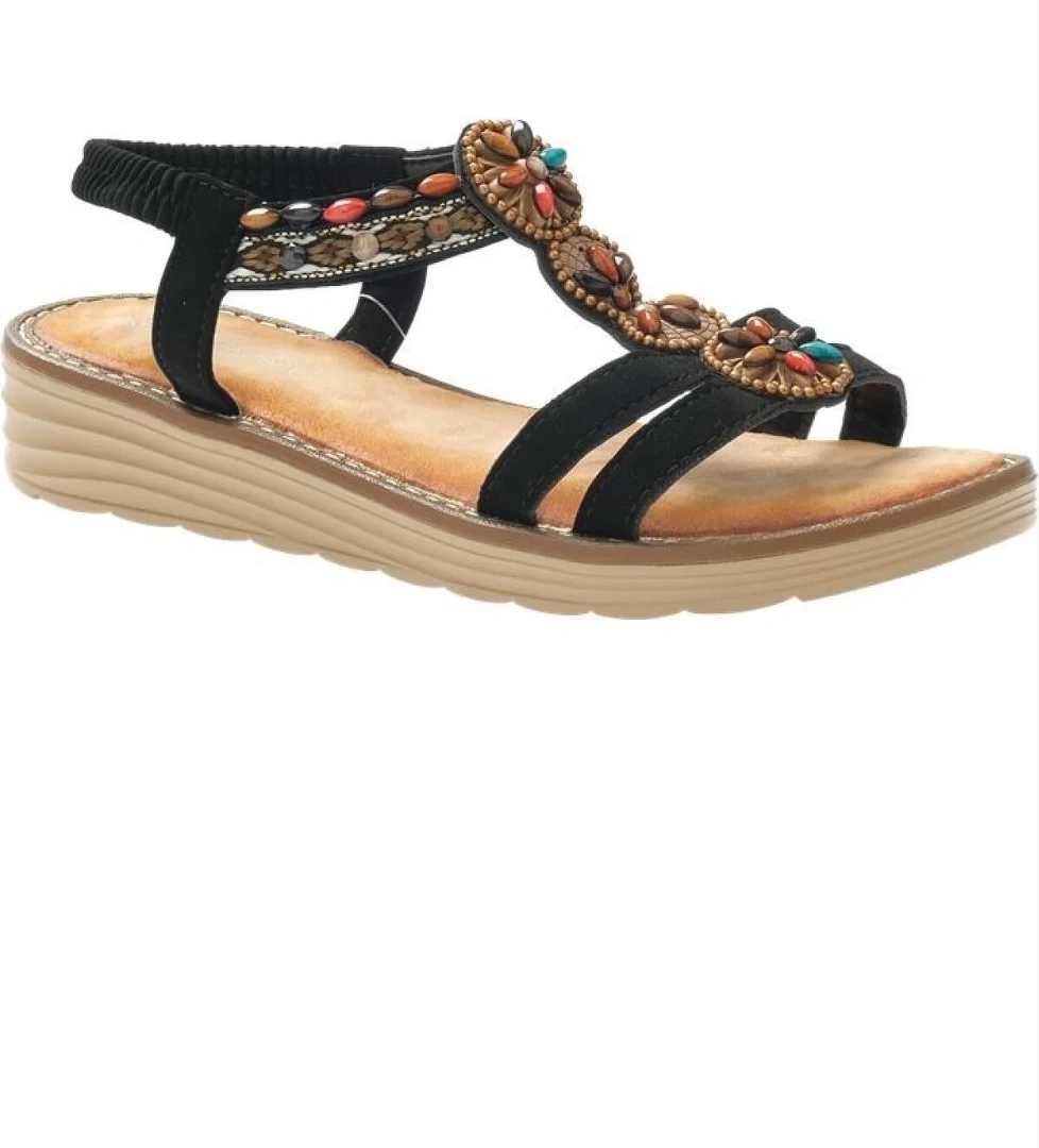 Voyager Kadın Boncuklu Aksesuarlı Rahat Yumuşak Taban Sandalet 9634 model görseli