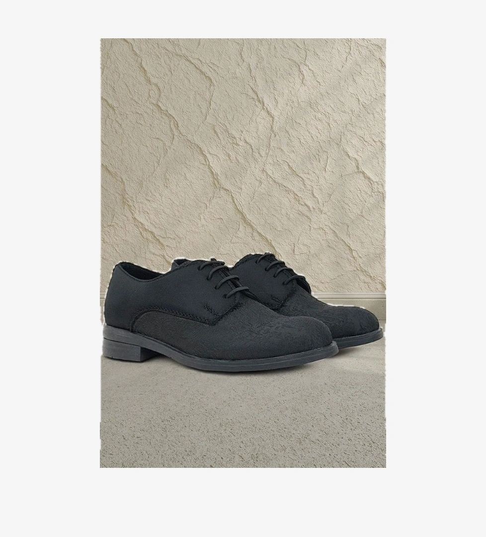 Rakerplus Siyah Desenli Bağcıklı Takım Elbise Klasik Çocuk Ayakkabı model görseli