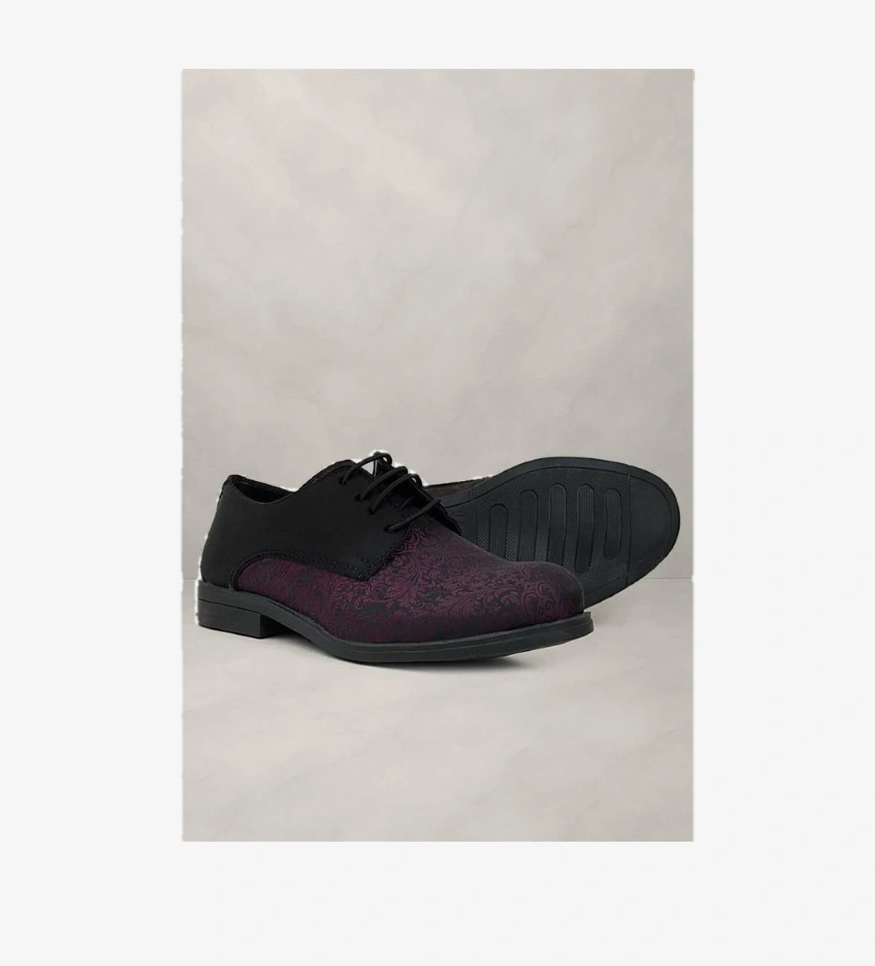 Rakerplus Bordo Siyah Bağcıklı Takım Elbise Klasik Çocuk Ayakkabı model görseli