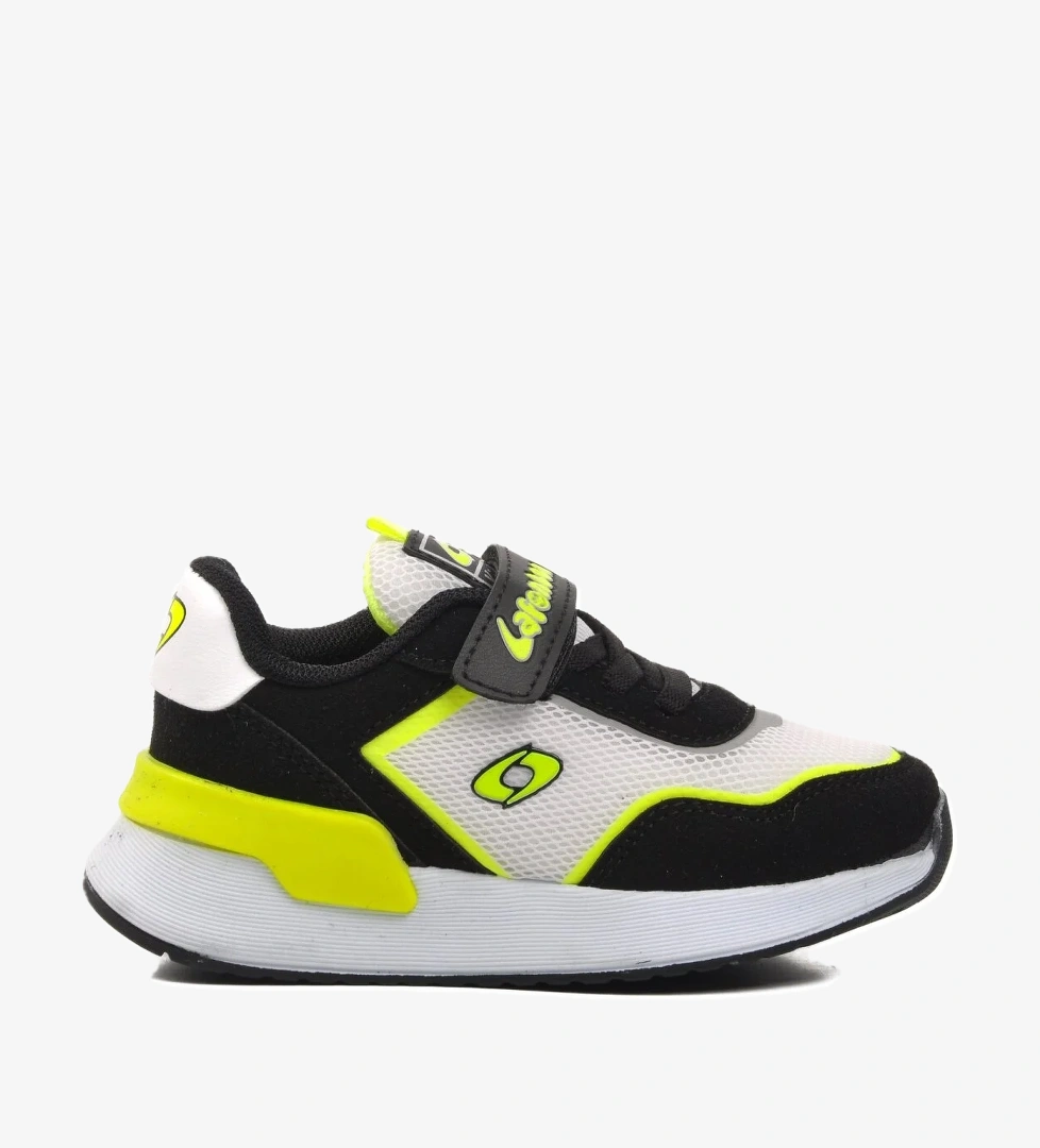 730-P Siyah-Beyaz-Fosfor Sarı Çocuk Spor Ayakkabı - Görsel 1