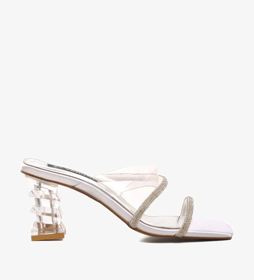 Venüs 22411257 Beyaz Bej Kadın Topuklu Terlik model görseli