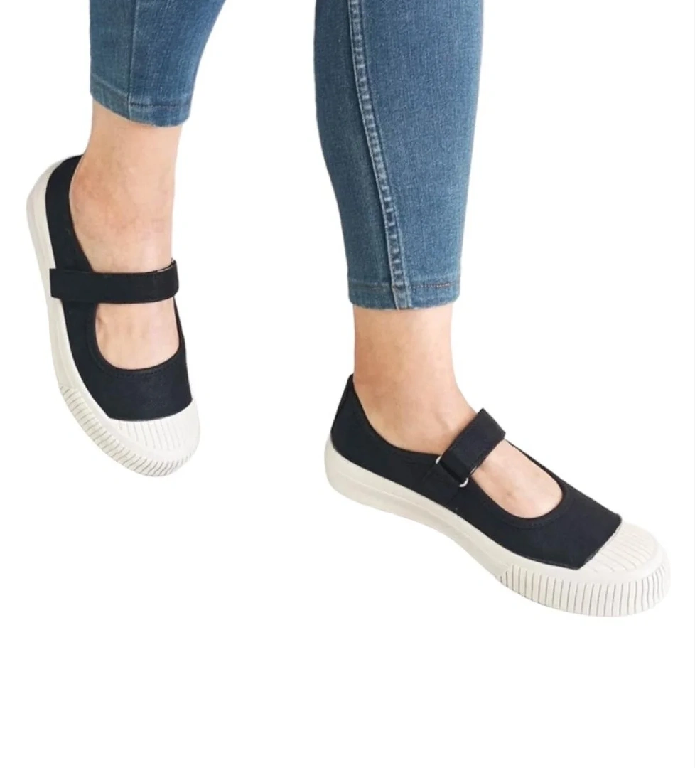 Liger Cırtlı Keten Balerin Kadın Babet Ayakkabı SİYAH model görseli