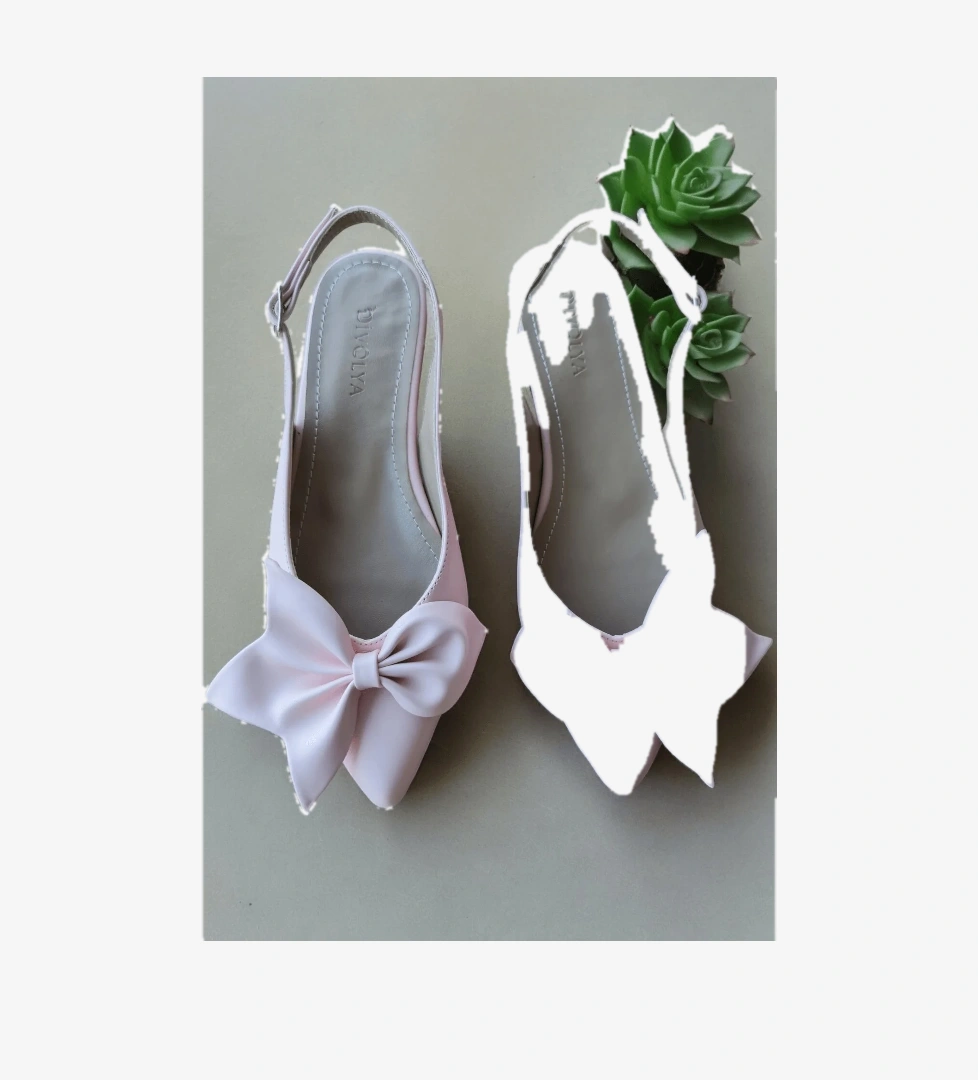 Nunka Pudra Fiyonklu (2 cm Topuklu) Bilekten Bantlı Sivri Burun Günlük Babet