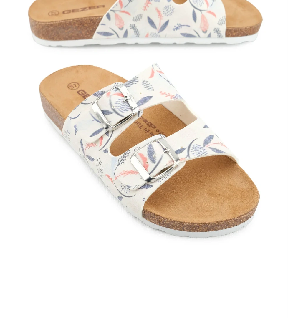 Yazlık Mantar Taban Kadın İki Toka Ayarlanabilir Günlük Terlik - Görsel 1