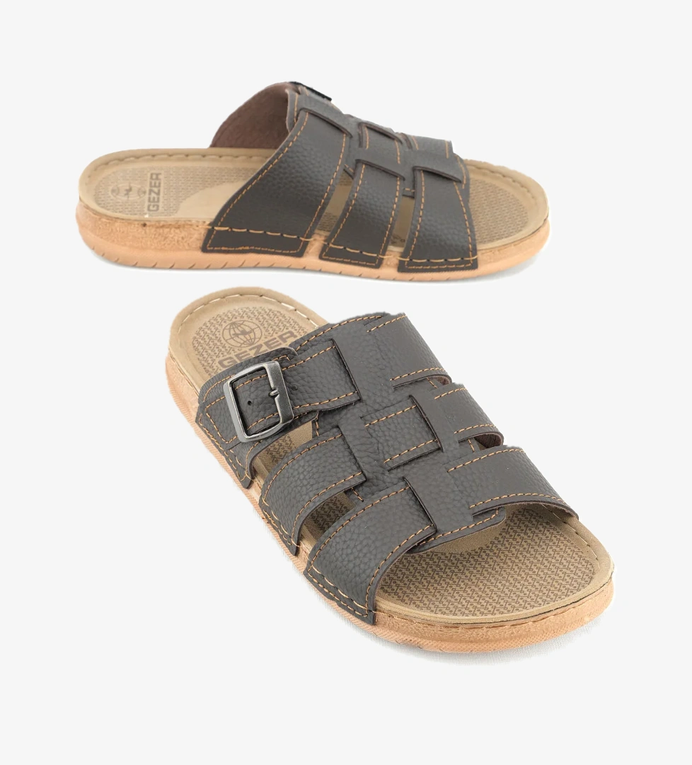 Erkek Yazlık Tek Toka Suni Deri Ayarlanabilir Günlük Terlik - Görsel 1