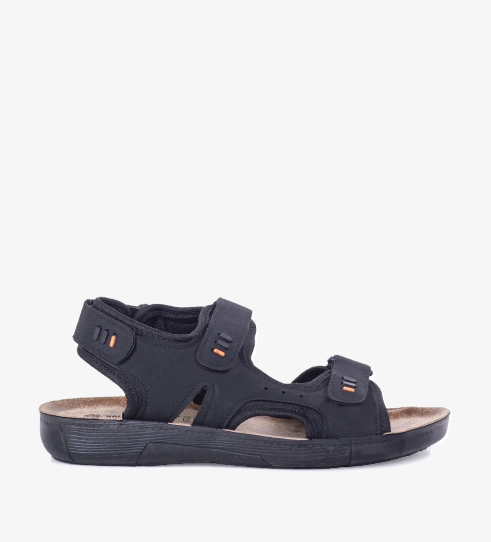 Ghattix Yulo Yazlık Erkek Günlük Sandalet Tam Kalıp Cırtlı Siyah model görseli