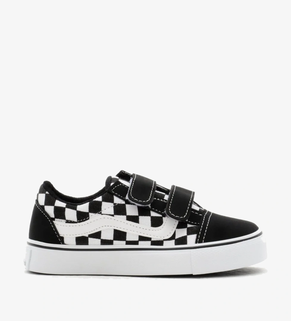 Çocuk Unisex Siyah Beyaz Kauçuk Taban Keten Cırtlı Spor Ayakkabı