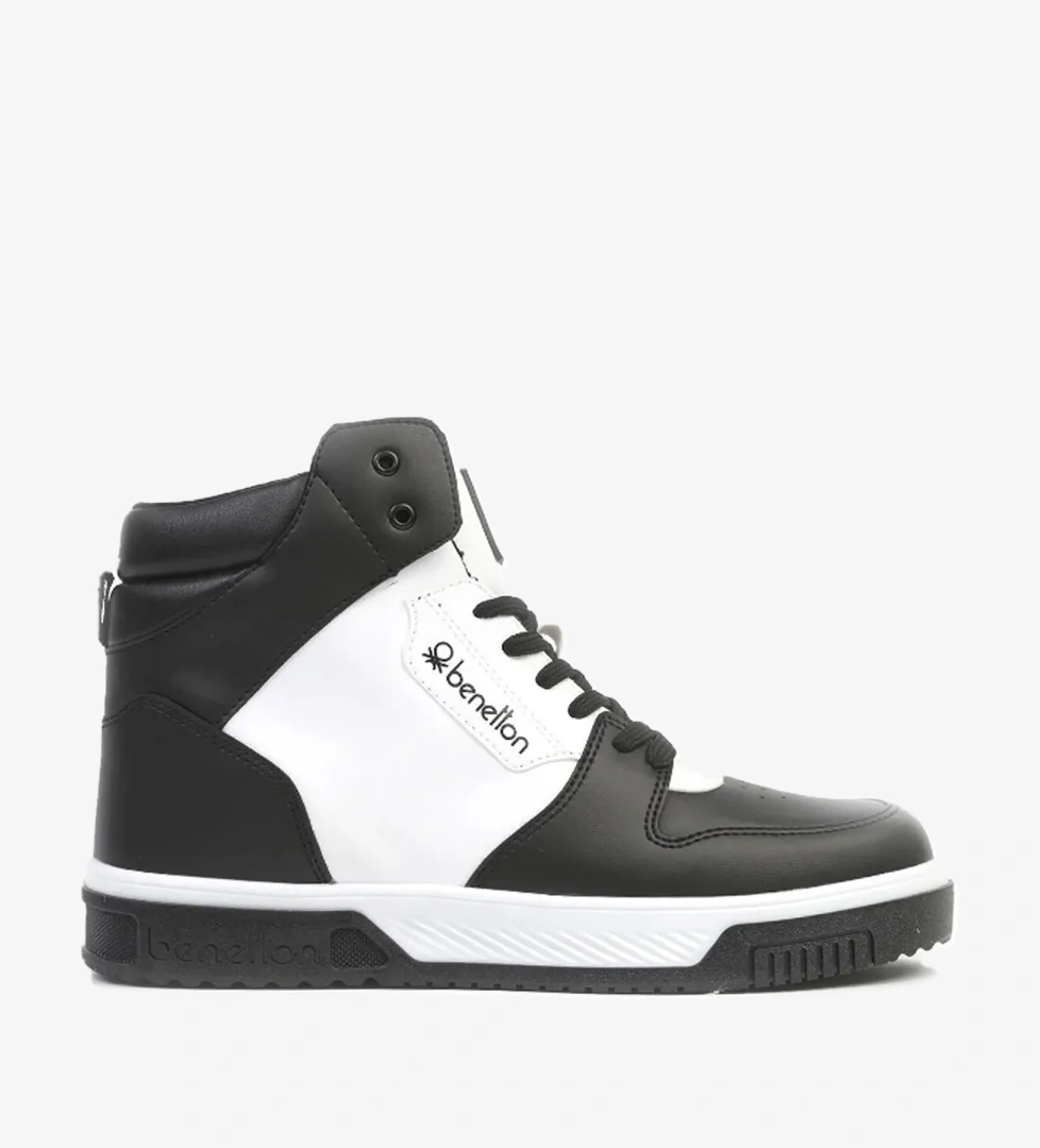 Benetton 31087 Erkek Günlük Boğazlı Sneaker Ayakkabı Siyah Beyaz model görseli