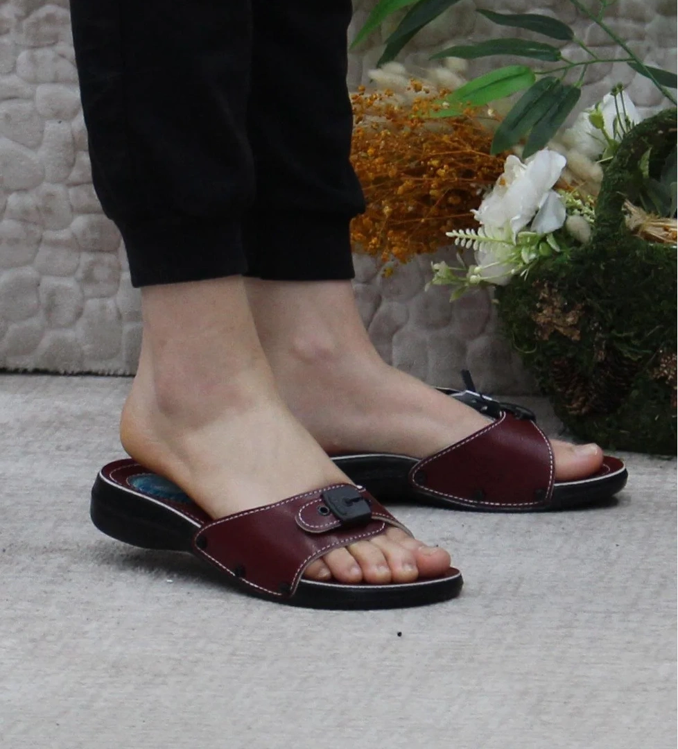 6500-1 Kırmızı Rahat Ortapedik Kadın Terlik - Görsel 1