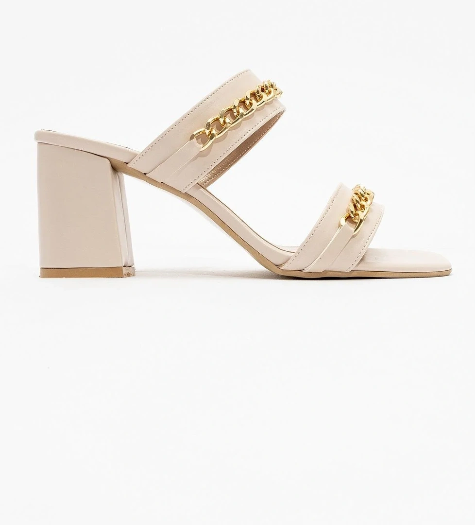 Kadın Zincirli Topuklu Terlik TEN CİLT - Görsel 1