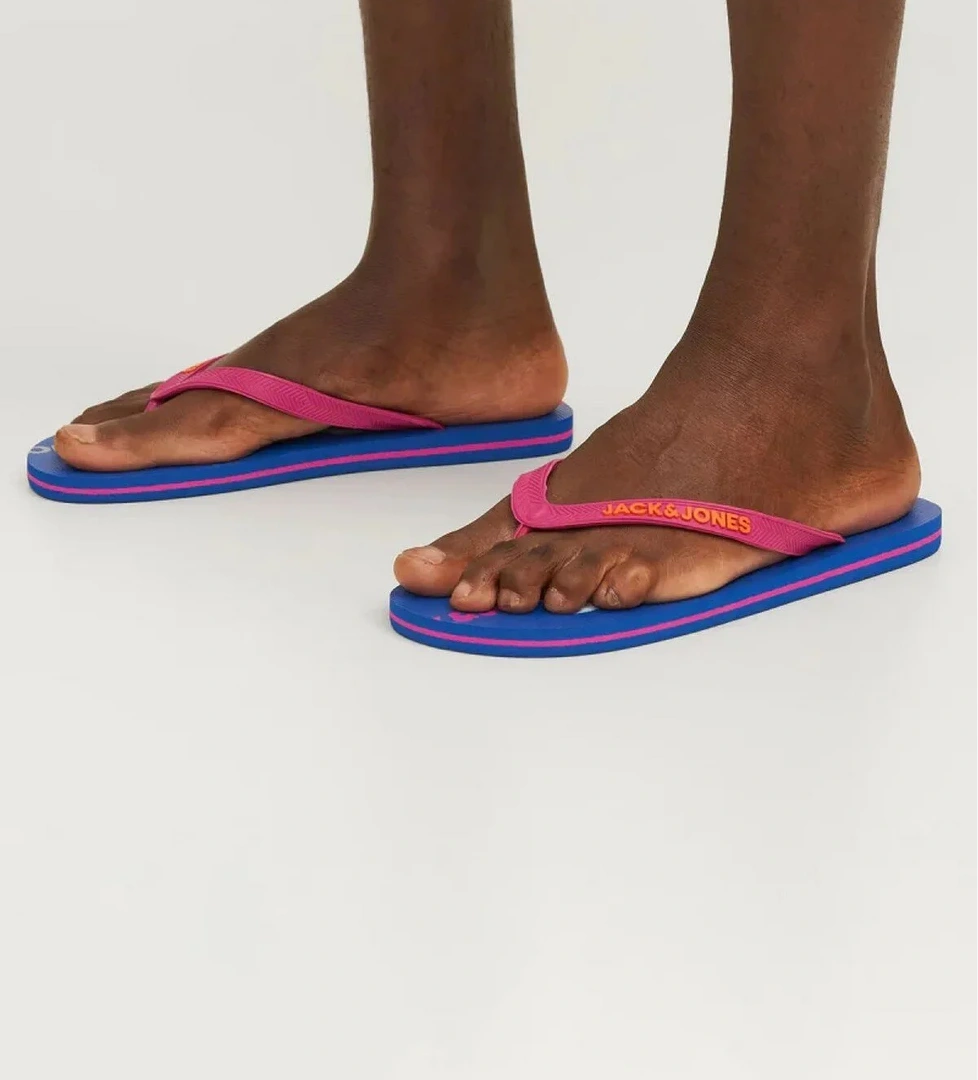 Jack&amp;Jones Yazılı Mavi Erkek Parmak Arası Terlik 12251242