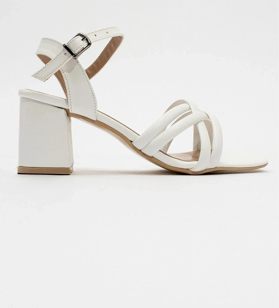 Kadın Kalın Topuklu Terlik BEYAZ CİLT