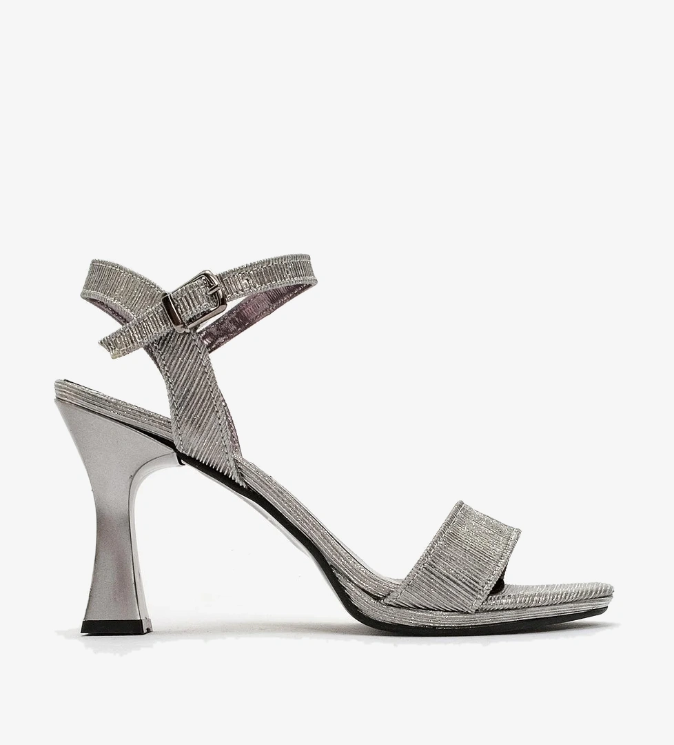 Ccway Kadın Simli Topuklu Sandalet Plati̇n Gümüş Si̇m model görseli