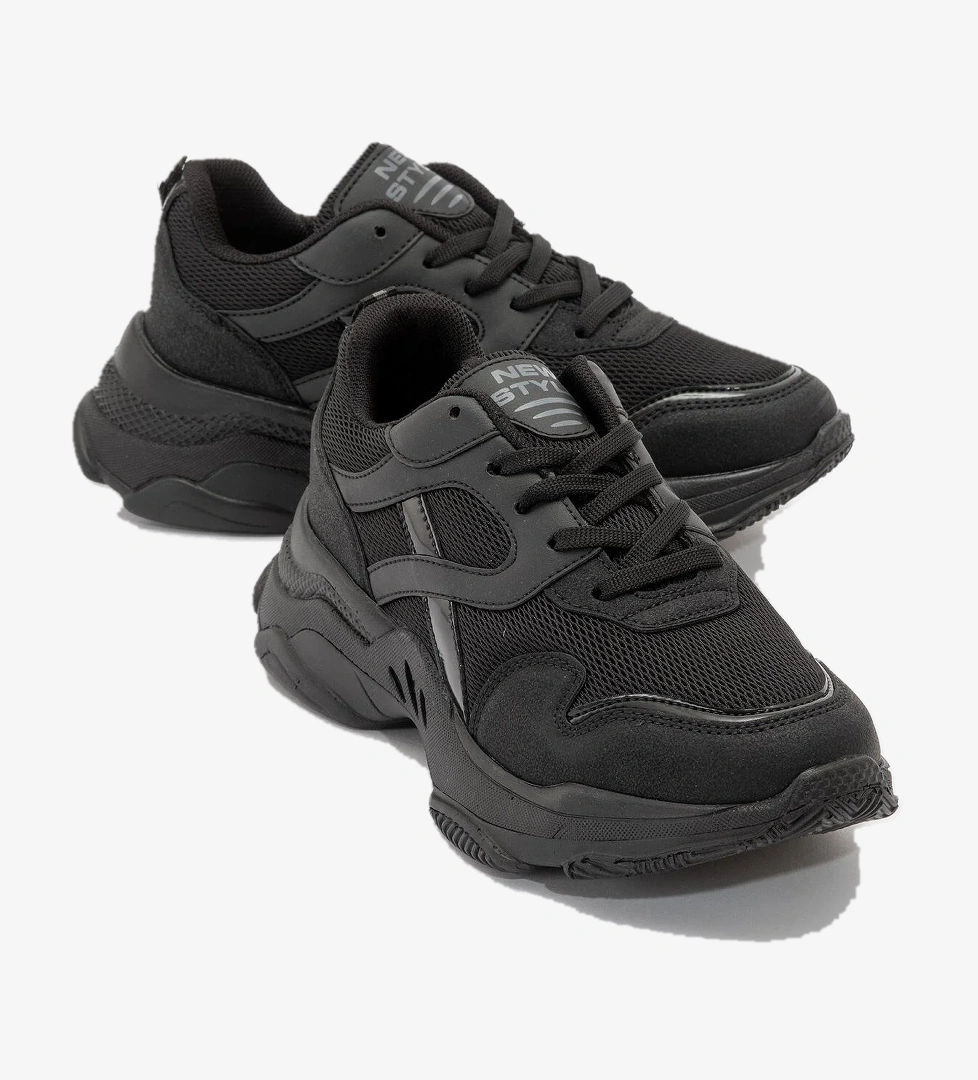 Ccway Bağcıklı Kadın Spor Ayakkabı Si̇yah Ekru Kahve model görseli