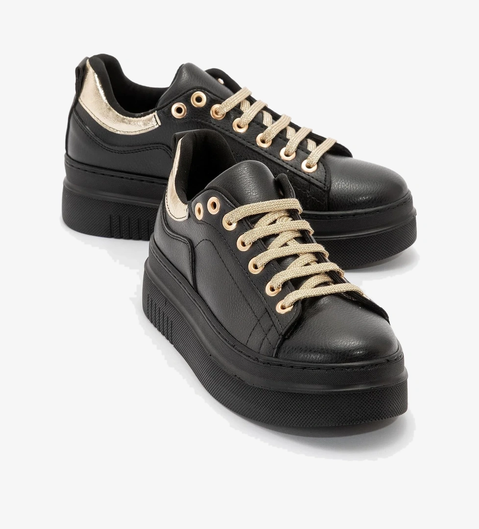 Kaydırmaz Kadın Spor Ayakabı SİYAH ALTIN