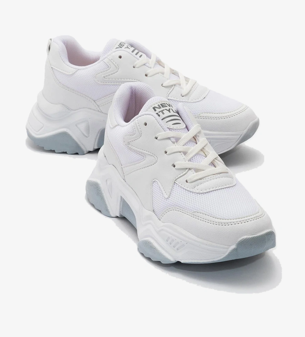 Bağcıklı Kadın Spor Ayakkabı BEYAZ BEYAZ