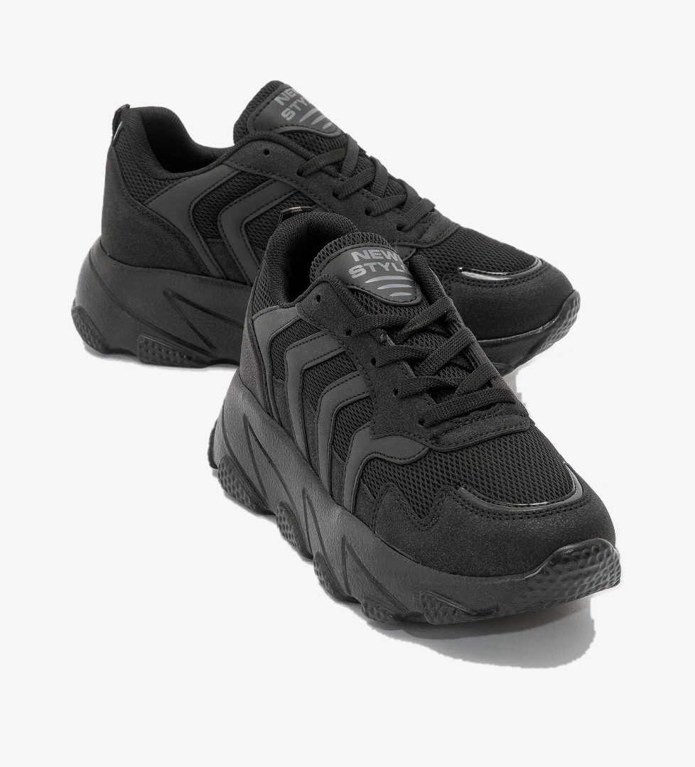 Bağcıklı Kadın Spor Ayakkabı SİYAH SİYAH