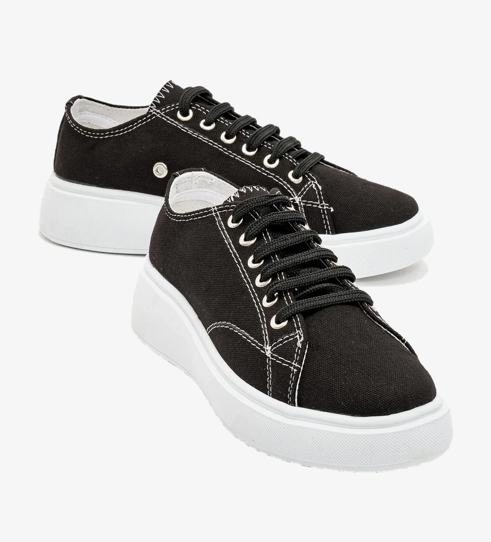 Keten Kadın Spor Ayakkabı SİYAH BEYAZ