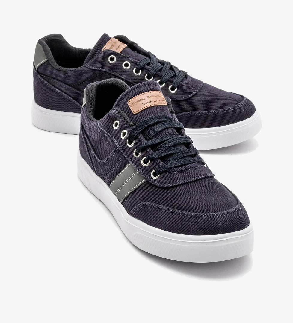 Erkek Bağcıklı Kot Spor Ayakkabı LACİVERT - Görsel 1