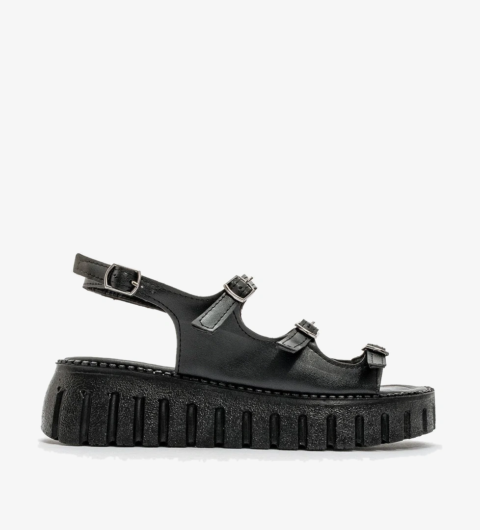 Kadın 4 Tokalı Sandalet SİYAH