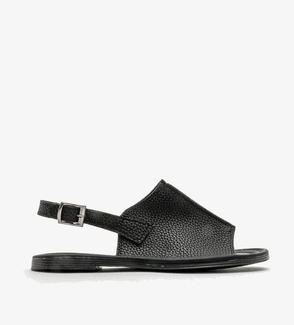 Kadın Geçmeli Düz Sandalet SİYAH CİLT