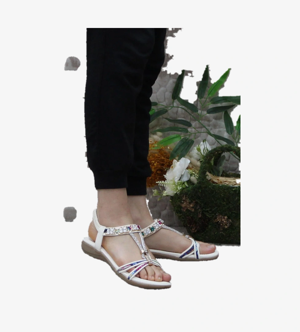 Guja 24Y150-1 Anatomik Rahat Kaymaz Taban Taşlı Kadın Sandalet - Görsel 1