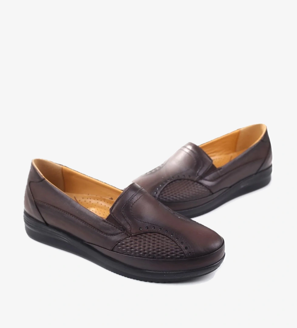 3775 Kadın Büyük Numara Ortopedik Taban Deri Ayakkabı