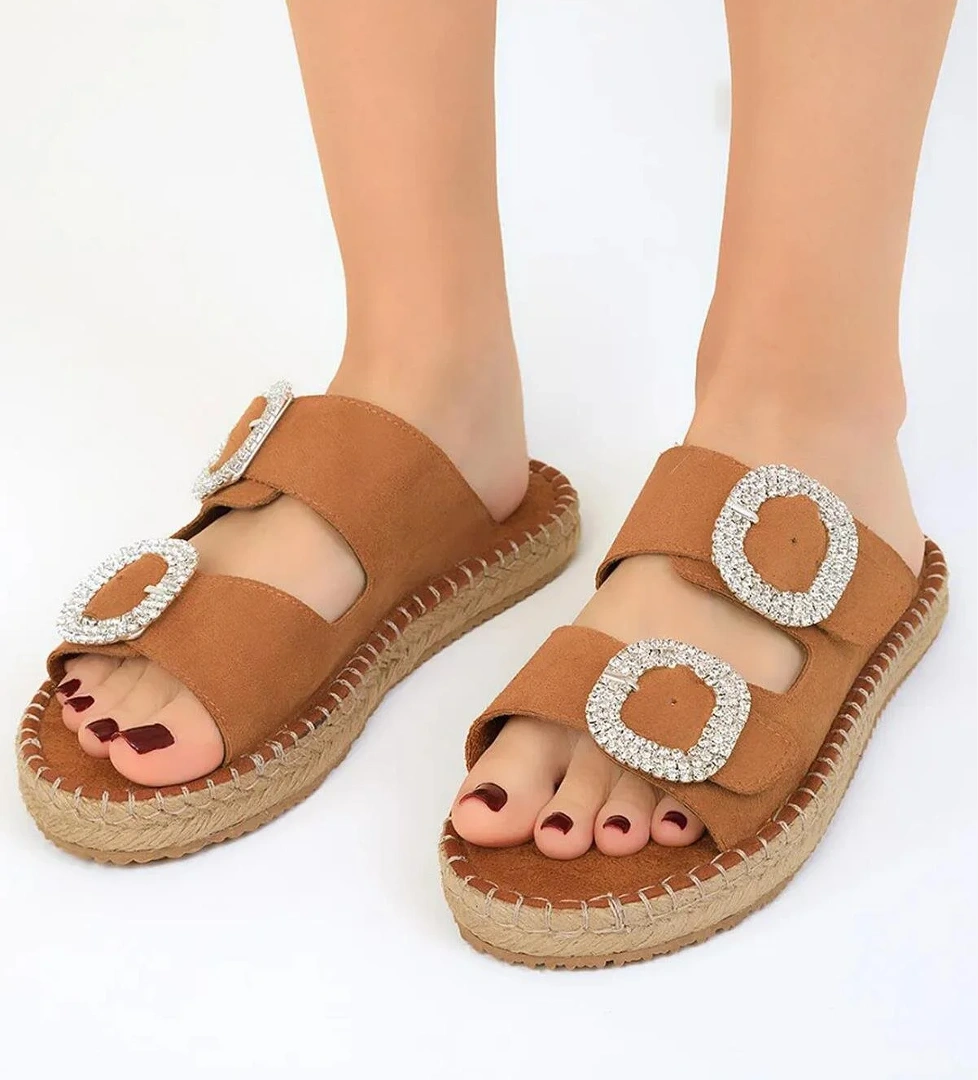 290H Ortopedik Taban Günlük Kadın Terlik Çift Toka Ayarlanabilir Bayan Terlik - Görsel 1