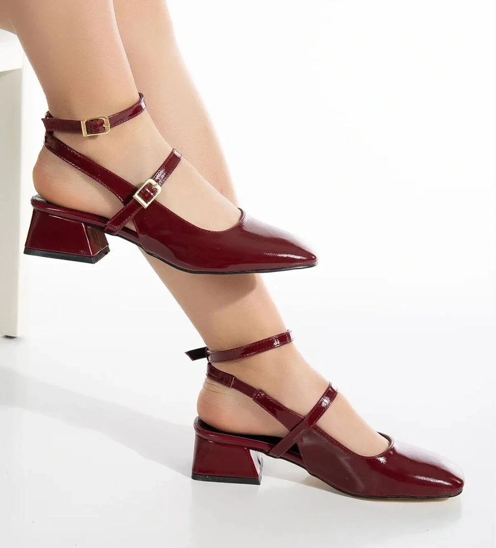 Ayakkabı Burada 0310 Çift Bağlamalı 4 cm Kadın Topuklu Ayakkabı Düğün Nişan Abiye model görseli