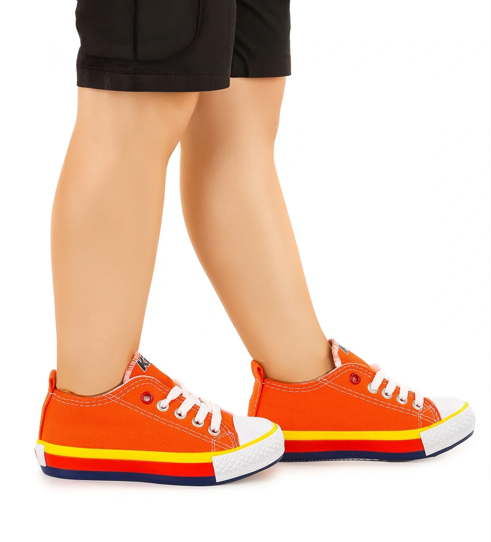 Tinna Bağcıklı Erkek Çocuk Keten Spor Ayakkabı Turuncu