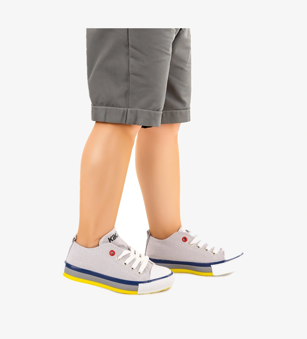 Tinna Bağcıklı Erkek Çocuk Keten Spor Ayakkabı Gri