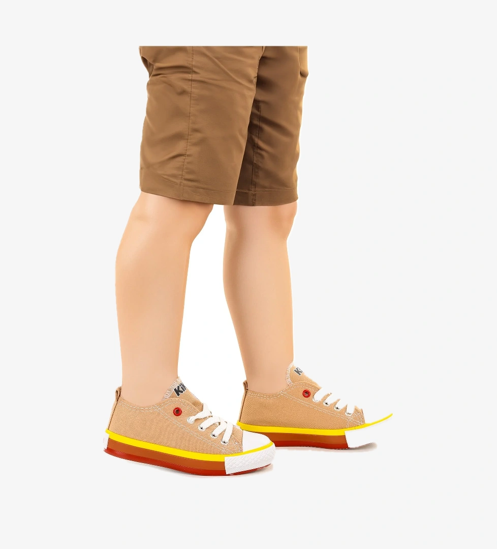 Tinna Bağcıklı Erkek Çocuk Keten Spor Ayakkabı Bej