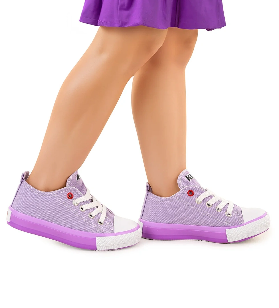 Tinna Bağcıklı Kız Çocuk Keten Spor Ayakkabı Lila