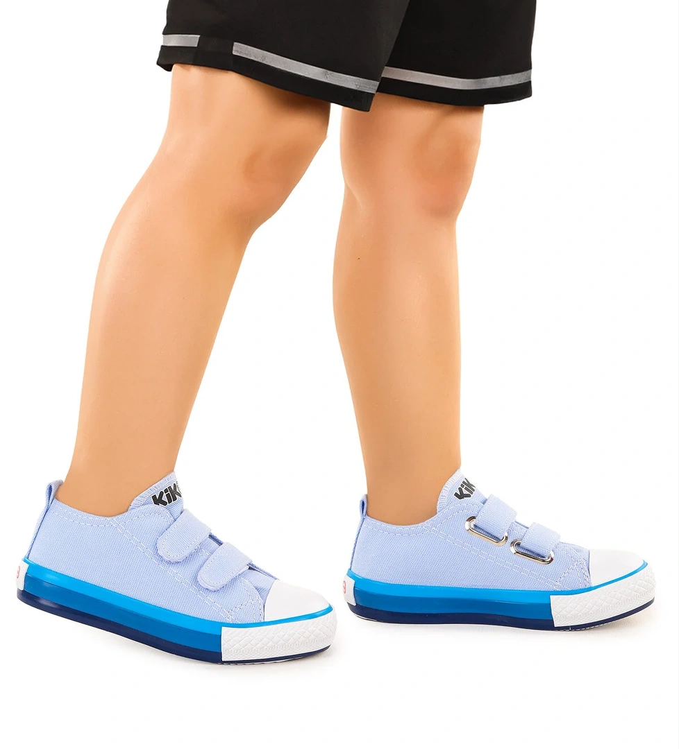 Linen Cırtlı Erkek Çocuk Keten Spor Ayakkabı Mavi