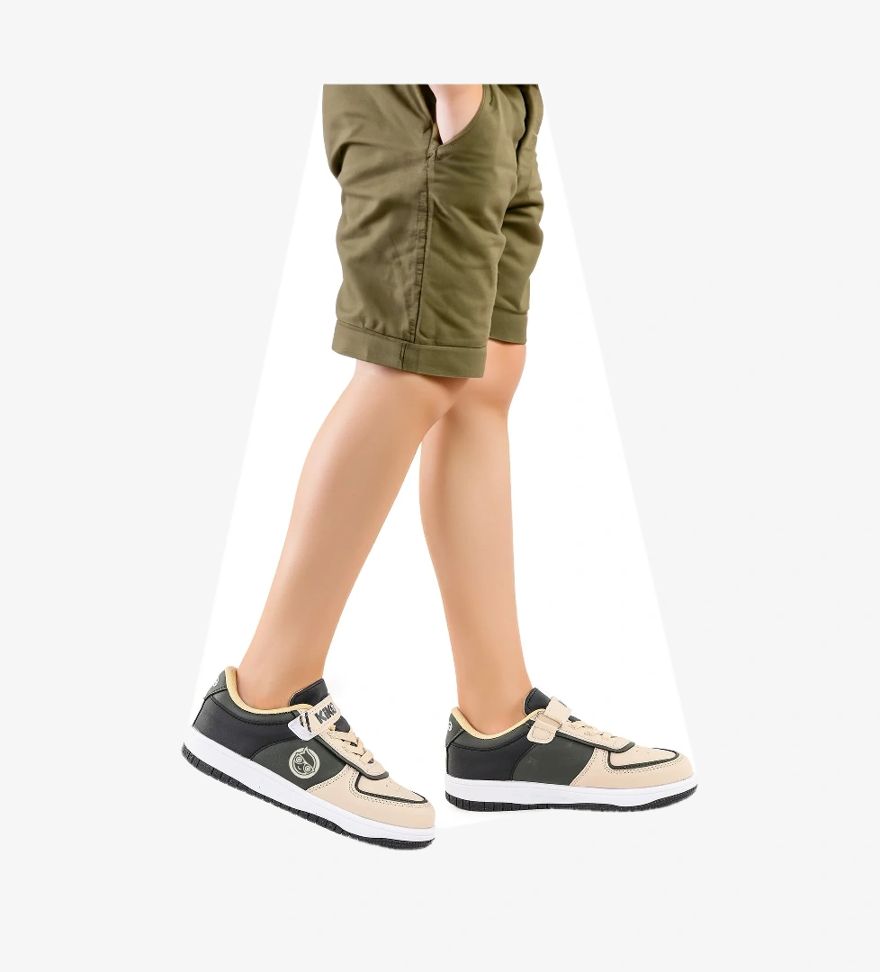 Retka Cırtlı Günlük Erkek Çocuk Spor Ayakkabı Bej - Haki - Siyah