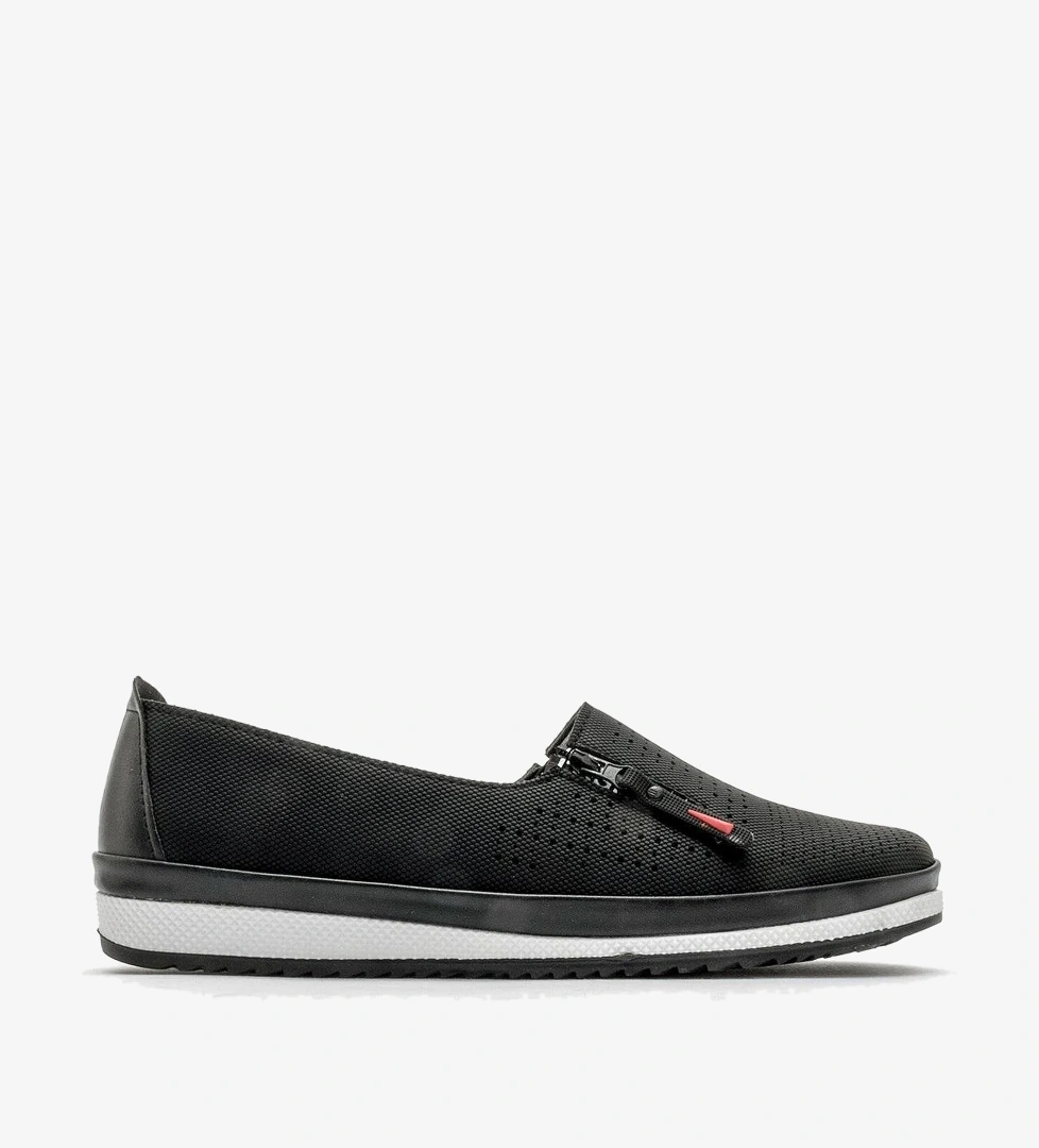 Ccway Kadın Fermuarlı Günlük Babet SİYAH KOT model görseli