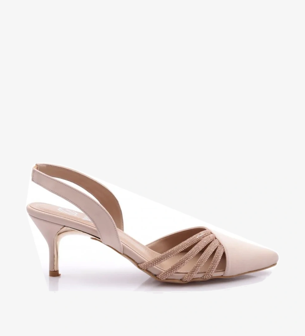 5008 Kadin Taş Süslemeli Topuklu Ayakkabi