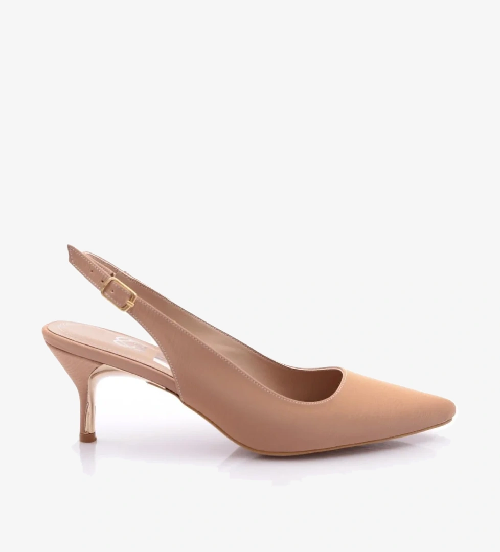 5027 Kadin Arkadan Bağlamali Topuklu Ayakkabi